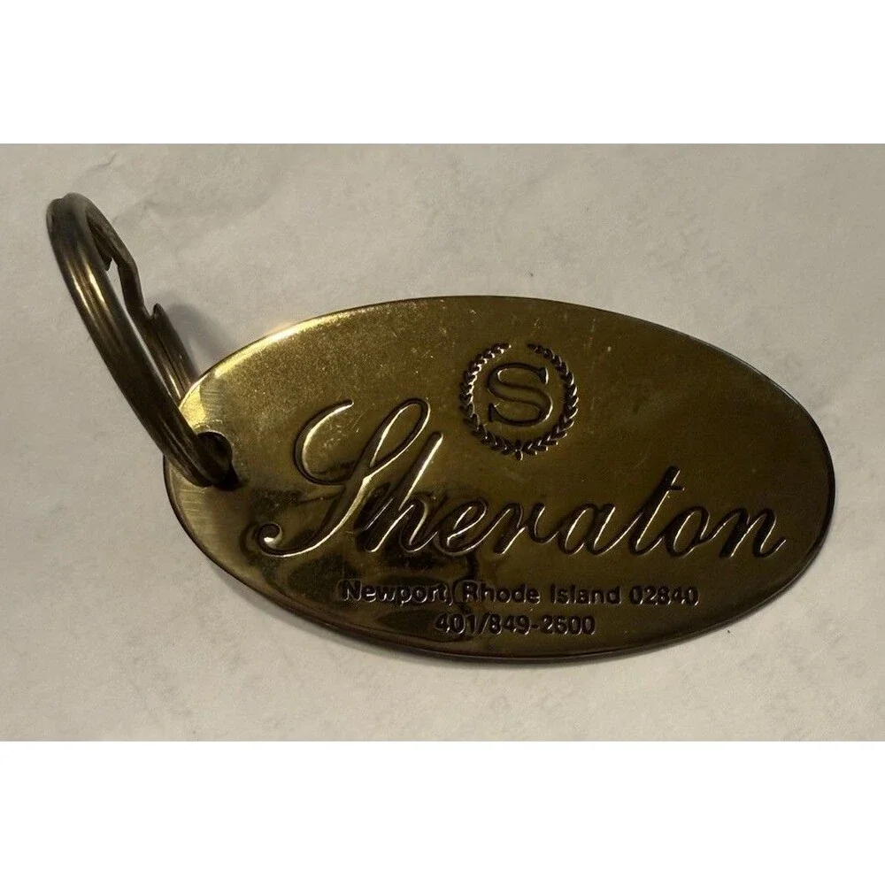 Vintage RARE BRASS Keychain Key Fob Ring “Sheraton” Newport Rhode Island